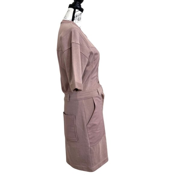 Reiss Emlyn Panel Detail Sweatshirt Dress Front Buttons Pockets Womens Size 6 - Picture 3 of 10